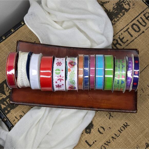 NWT Assorted Decorative Ribbon Set Grosgrain Satin Red White Green Blue Purple - Picture 1 of 5